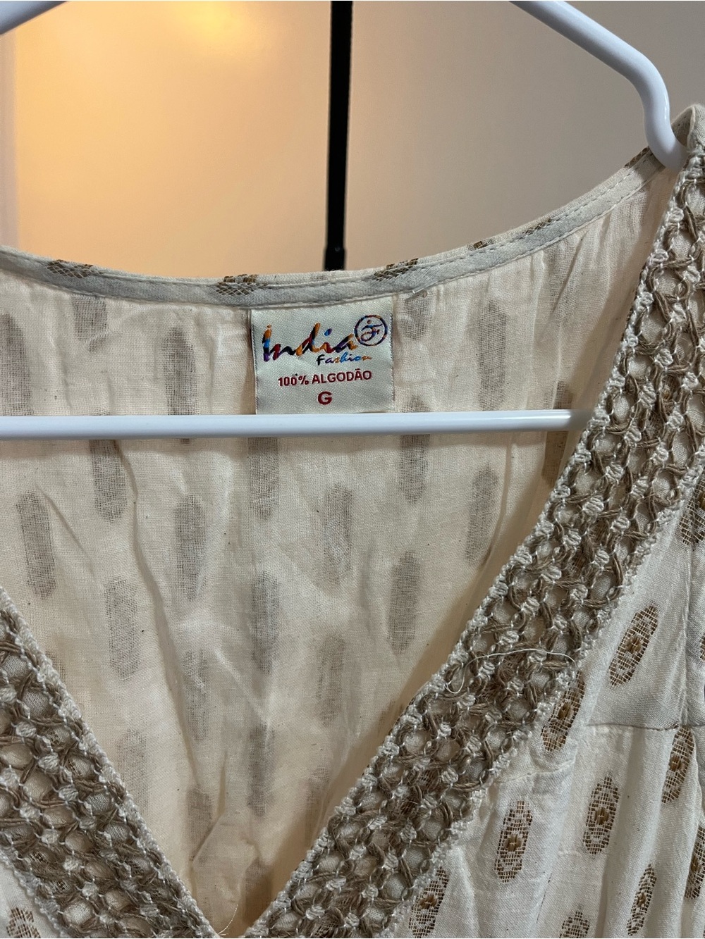 Cream V-Neck Cotton Maxi Dress - Picture 8 of 9